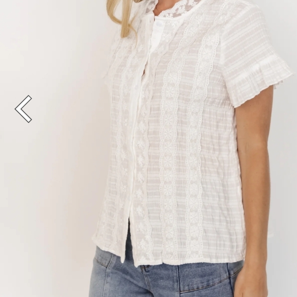 Baltic Born Zara White Lace Button Down Shirt